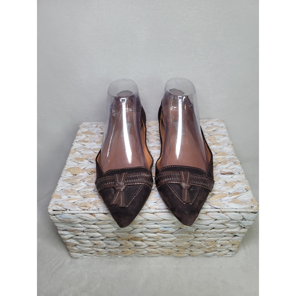 Furla Italian Witchy Brown Balletcore Flats Whimsigoth Leather Shoes Size 6.5 - Picture 3 of 7